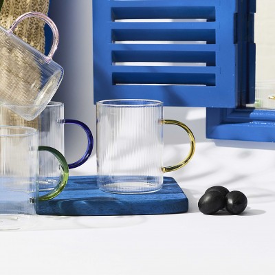Small Clear Glass Mug with Colored Handle