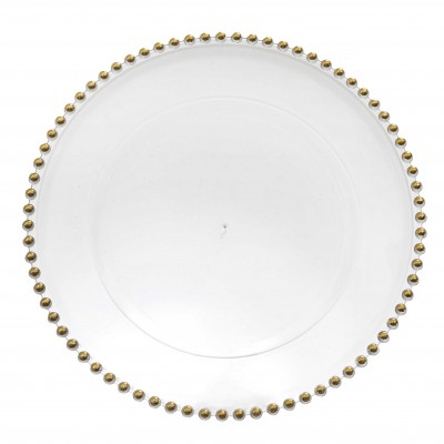 Glass Dinner Plate with Gold Rim