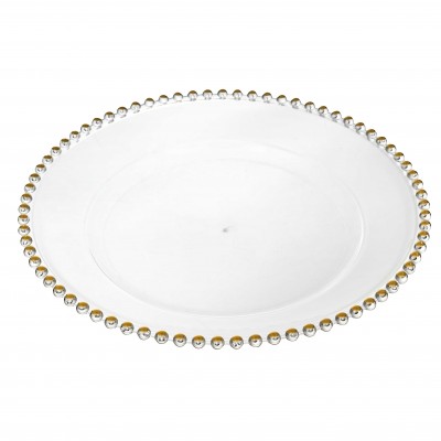 Glass Dinner Plate with Gold Rim
