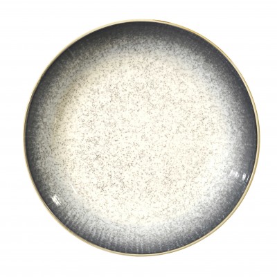 Assiette plate en céramique effet moucheté avec bord contrasté