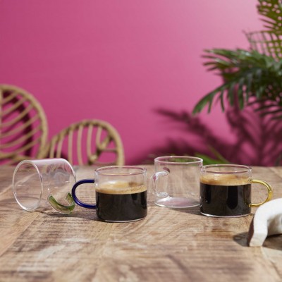 Tasses Espresso en Verre x4 avec Support Métallique | Senbonsplans Dakar