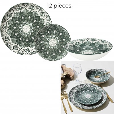Service vaisselle Mandala vert