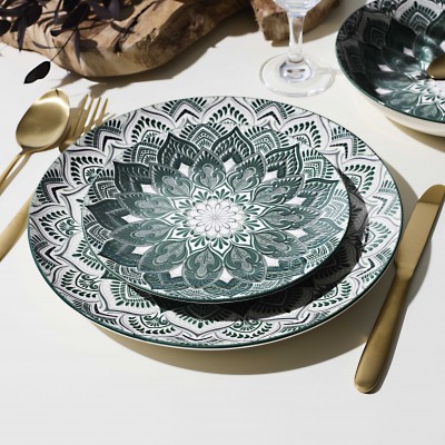 Green Pattern Porcelain Dinner Plate