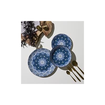 Service Vaisselle Mandala Bleu 12 Pièces - Porcelaine | Senbonsplans Dakar