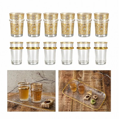 Beldi Tea Glass with Gold Rim - Moroccan Style | Senbonsplans Dakar