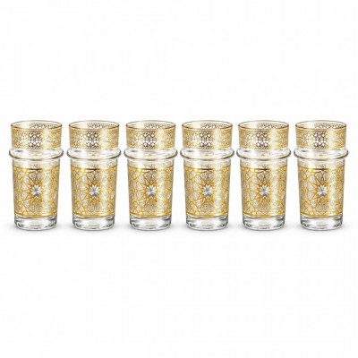 Beldi Tea Glass with Gold Rim - Moroccan Style | Senbonsplans Dakar
