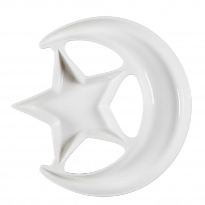 Moon & Star Serving Plate – White Ceramic Ø25.5 x H3 cm