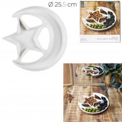 Moon & Star Serving Plate – White Ceramic Ø25.5 x H3 cm