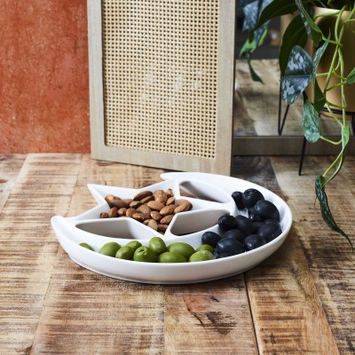 Moon & Star Serving Plate – White Ceramic Ø25.5 x H3 cm