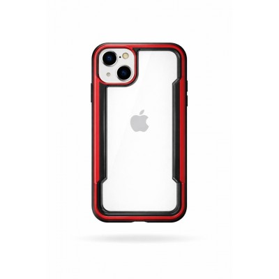 Coque iPhone 13 Defense Shield - Protection Antichoc Renforcée | Transparent Bord Rouge