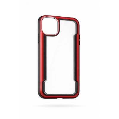Coque iPhone 13 Defense Shield - Protection Antichoc Renforcée | Transparent Bord Rouge