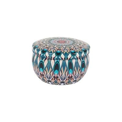 ROUND METAL MANDALA CANDLE.