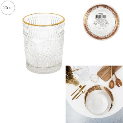 Verre en verre avec bord doré 25cl