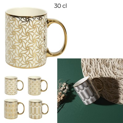 Mug en céramique décoratif avec anse dorée – Tasse élégante