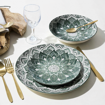 Green Pattern Porcelain Dinner Plate