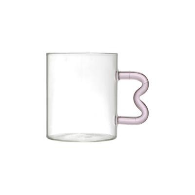 COLOURED ZIG ZAG HANDLE GLASS MUG