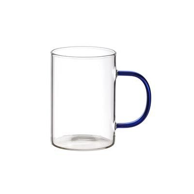 COLOURED HANDLE GLASS MUG