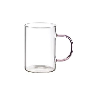 COLOURED HANDLE GLASS MUG