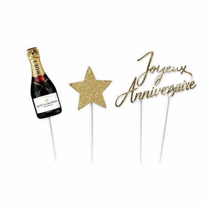 Décoration de gâteau « Joyeux Anniversaire » – Cake topper doré