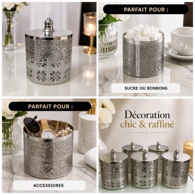 Silver Decorative Storage Box with Lid | Home Decor
