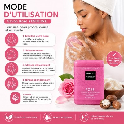 Savon nettoyant et nourrissant à la rose
