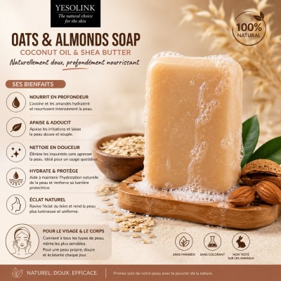 Savon Avoine & Amandes Yesolink 150g | Visage & Corps