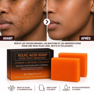 Pack 2 Savons Acide Kojique Anti-Taches | Vitamine C & Collagène