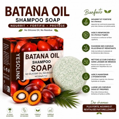 Shampoing solide à l’huile de batana et huiles végétales