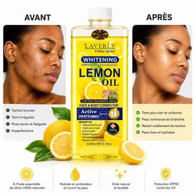 Huile de Citron Laverly | Visage & Corps 1000 ml