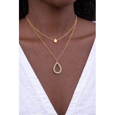 Double chaîne avec pendentifs en forme de goutte d'eau