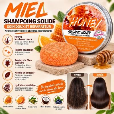 Honey Solid Shampoo 60 g | Dry Hair Care Senegal
