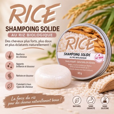 Organic Rice Bar Shampoo 60 g, Dry Hair – Senegal