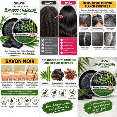Shampoing Solide Charbon de Bambou 60 g | Sénégal