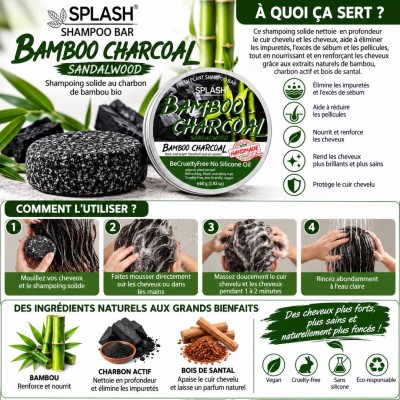 Shampoing Solide Charbon de Bambou 60 g | Sénégal