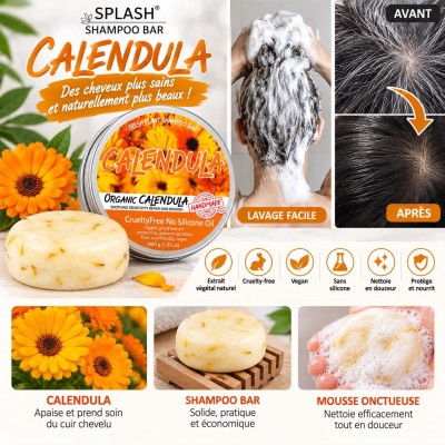 Shampoing Solide Calendula 60 g | Cheveux Sensibles Sénégal