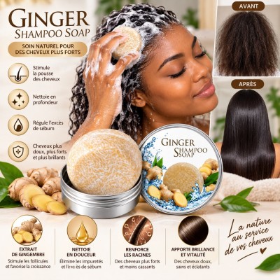 Shampoing Solide au Gingembre 55 g | Soin Cheveux & Cuir Chevelu