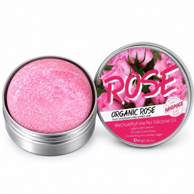 Shampooing Solide à la Rose Bio 60 g, Cheveux Soyeux – Sénégal