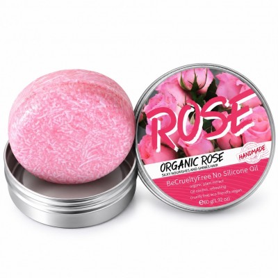 Shampooing Solide à la Rose Bio 60 g, Cheveux Soyeux – Sénégal