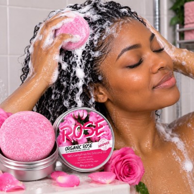 Organic Rose Bar Shampoo 60 g, Silky Hair – Senegal