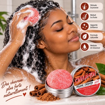 Shampoing Solide Cannelle 60 g | Soin Cheveux Sénégal