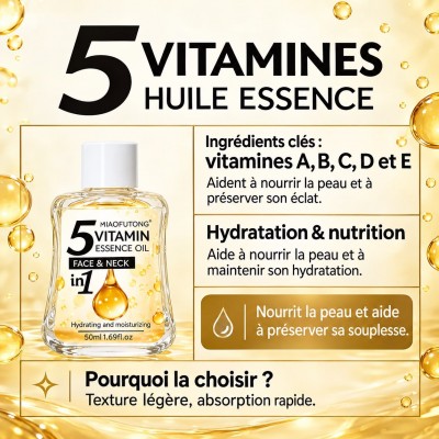 : Huile 5 Vitamines Visage & Cou 50ml | Senbonsplans