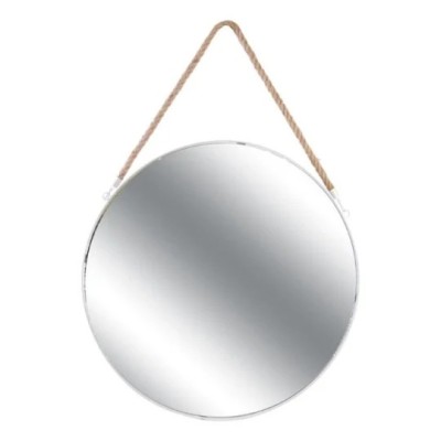 White Round Wall Mirror with Strap – Modern Design