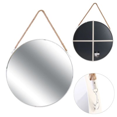 Miroir Rond Blanc Mural à Suspendre – Design Moderne