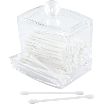 Distributeur de Cotons-Tiges Transparent – Rangement Salle de Bain