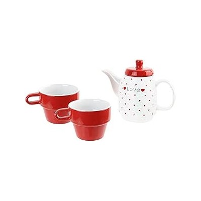 Heart-Shaped Teapot Set with 2 Cups