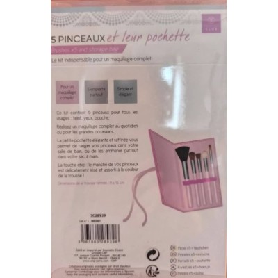 5 pinceaux et leur pochette