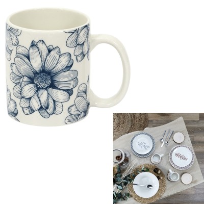 Tasse en Porcelaine Motifs Floraux Bleus 35cl | Senbonsplans Dakar