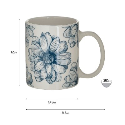 Tasse en Porcelaine Motifs Floraux Bleus 35cl | Senbonsplans Dakar
